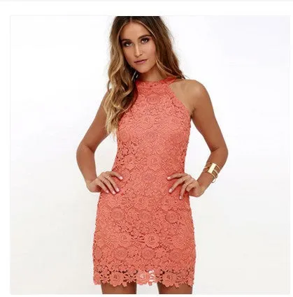 Slim Pencil Skirt Sexy Sleeveless Skirt Lace Dress