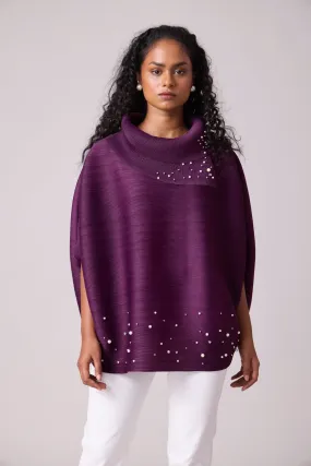 Sloane Pearled Batwing Top - Wine Purple