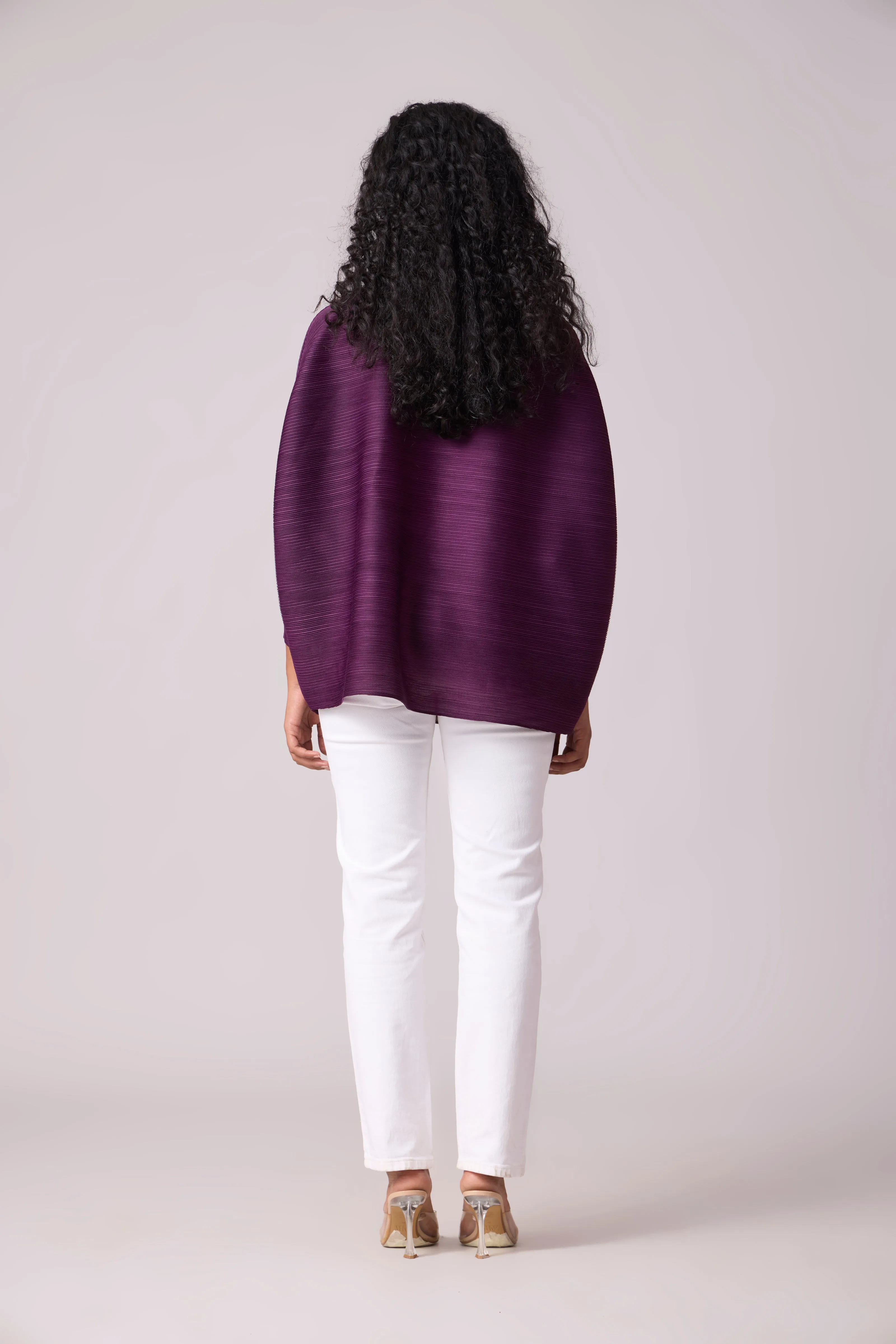 Sloane Pearled Batwing Top - Wine Purple