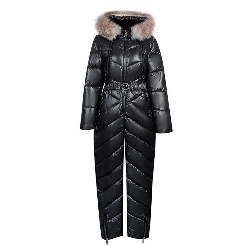 Snow One Piece For Women Jumpsuit Ski Clothes Winter Jackets Hooded Parka