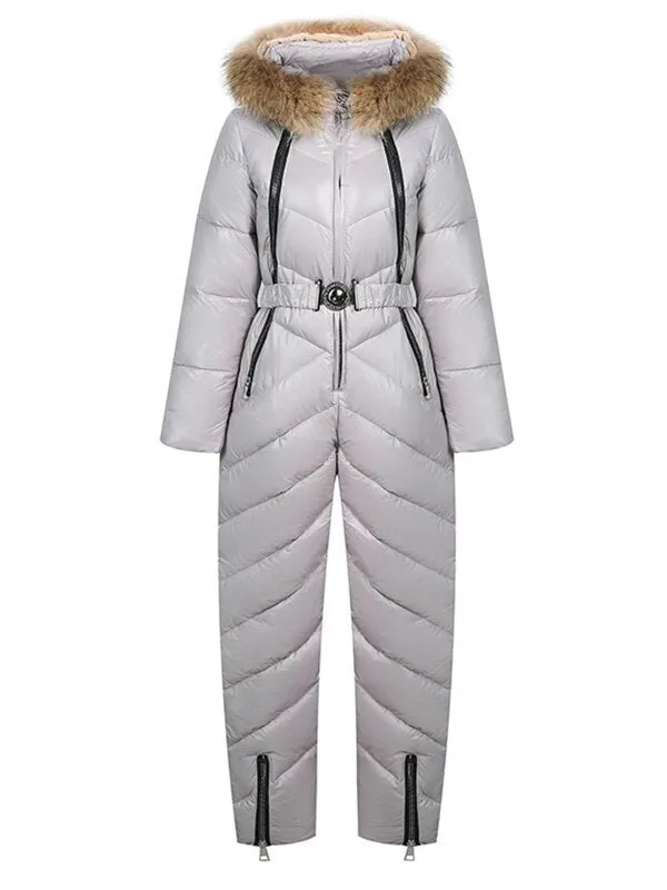 Snow One Piece For Women Jumpsuit Ski Clothes Winter Jackets Hooded Parka