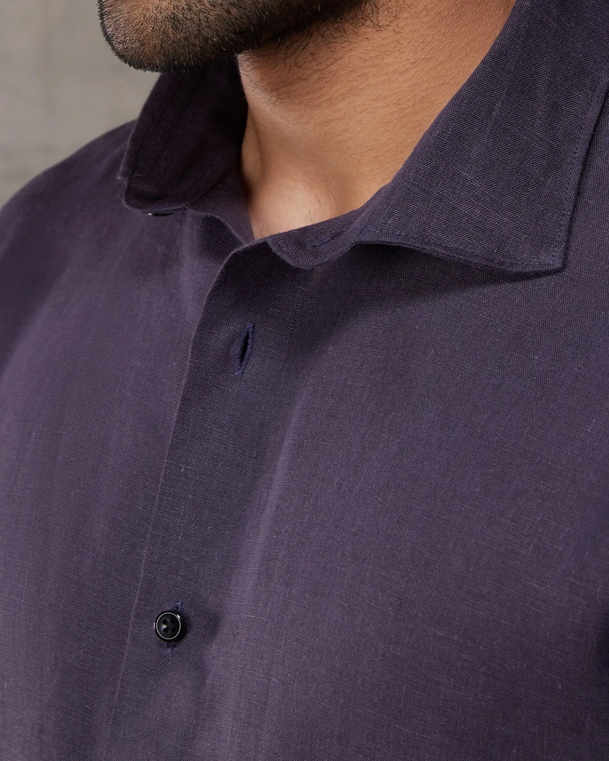 Soft Washed Linen Shirt - Dark Purple