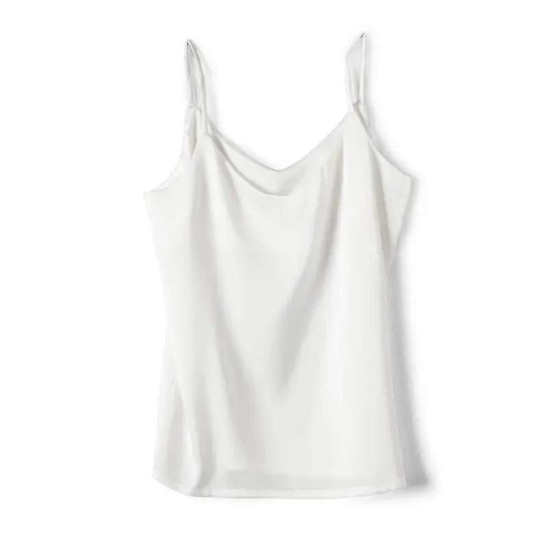 Spaghetti Strap Top Women Halter V Neck Basic White Cami Sleeveless Satin Silk Tank Tops Women'S Summer 2022 Camisole