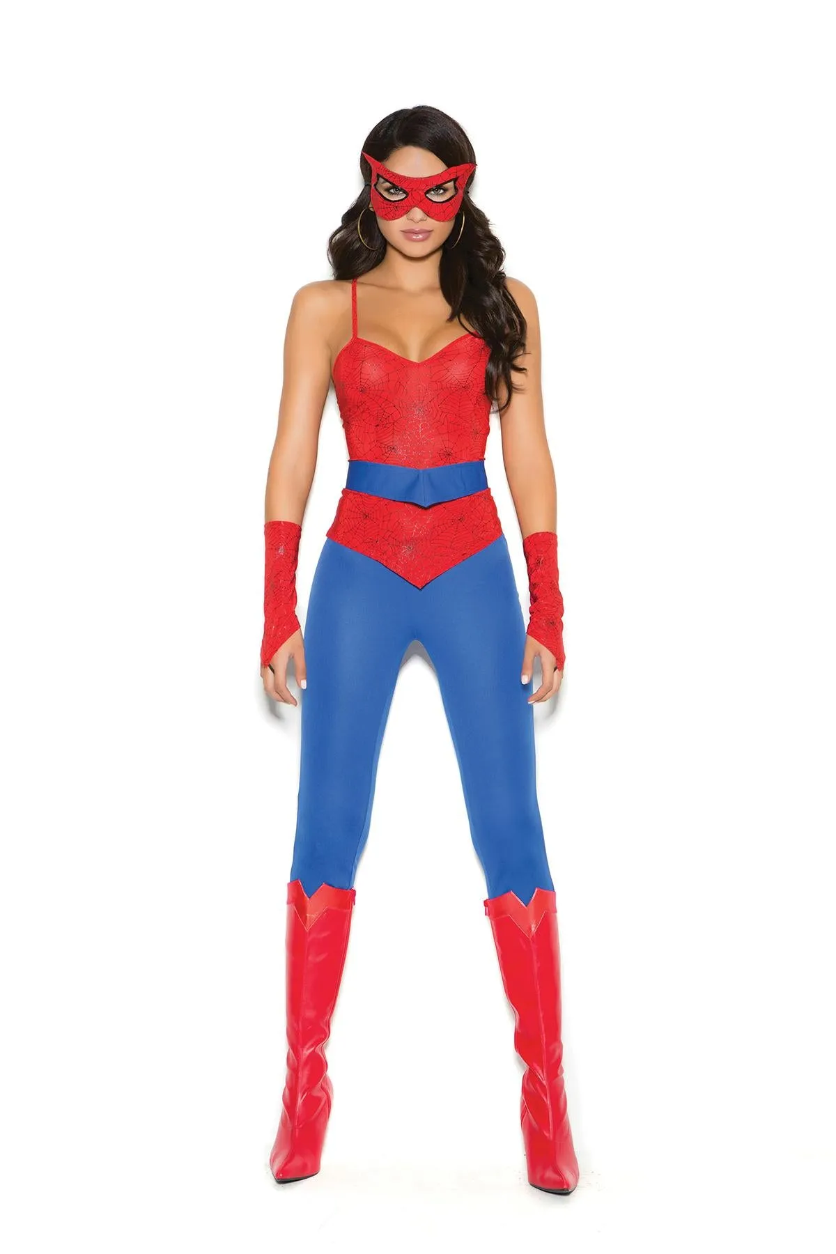 Spider Super Hero - 5 pc. costume includes cami top, pants, belt, mask and fingerless gloves.