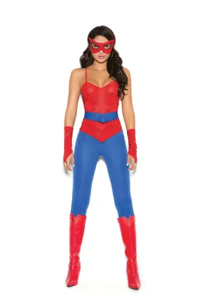 Spider Super Hero - 5 pc. costume includes cami top, pants, belt, mask and fingerless gloves.