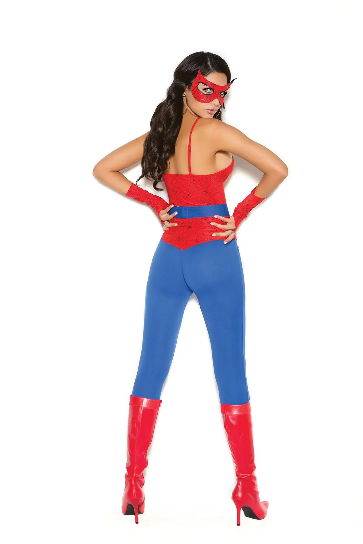 Spider Super Hero - 5 pc. costume includes cami top, pants, belt, mask and fingerless gloves.