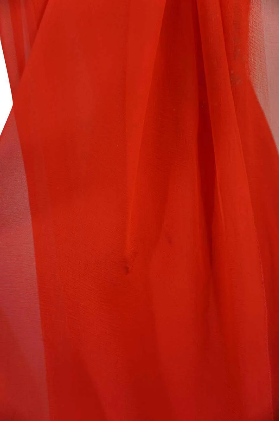 Stunning c1978 Nina Ricci Haute Couture Hand Beaded Layered Red Silk Chiffon Dress