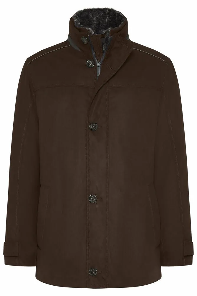 Suede Stand Collar Jacket - Brown