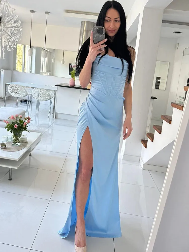 Summer Maxi Dress Satin Bodycon Dress Women Party Dress 2022 New Arrivals Red Backless Sexy Celebrity Date Night Dresses