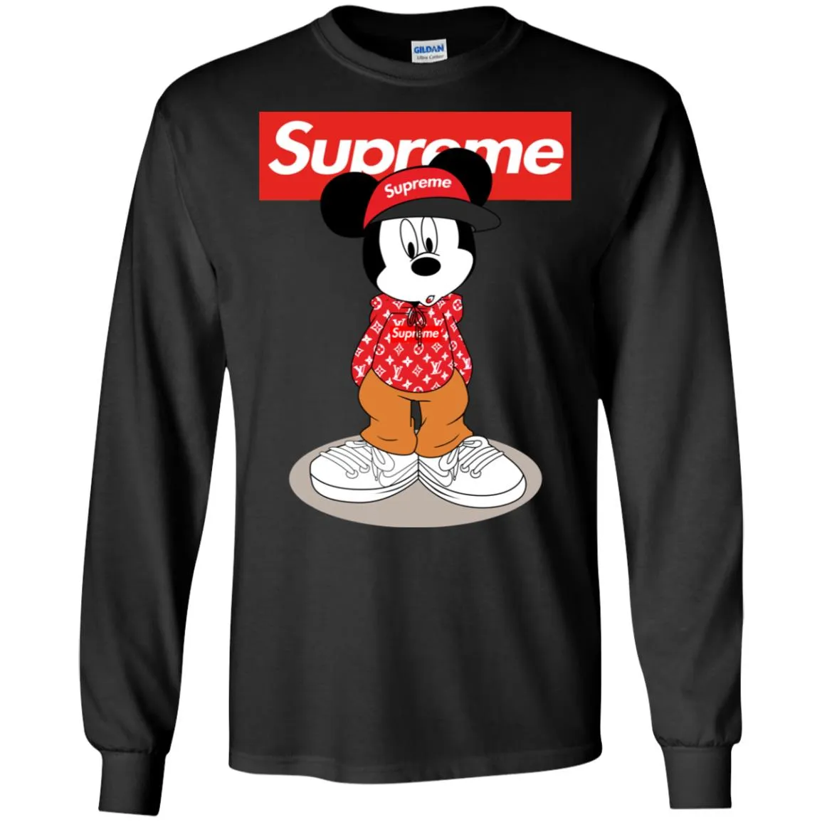 Supreme Mickey Mouse T-shirt Men Long Sleeve Shirt