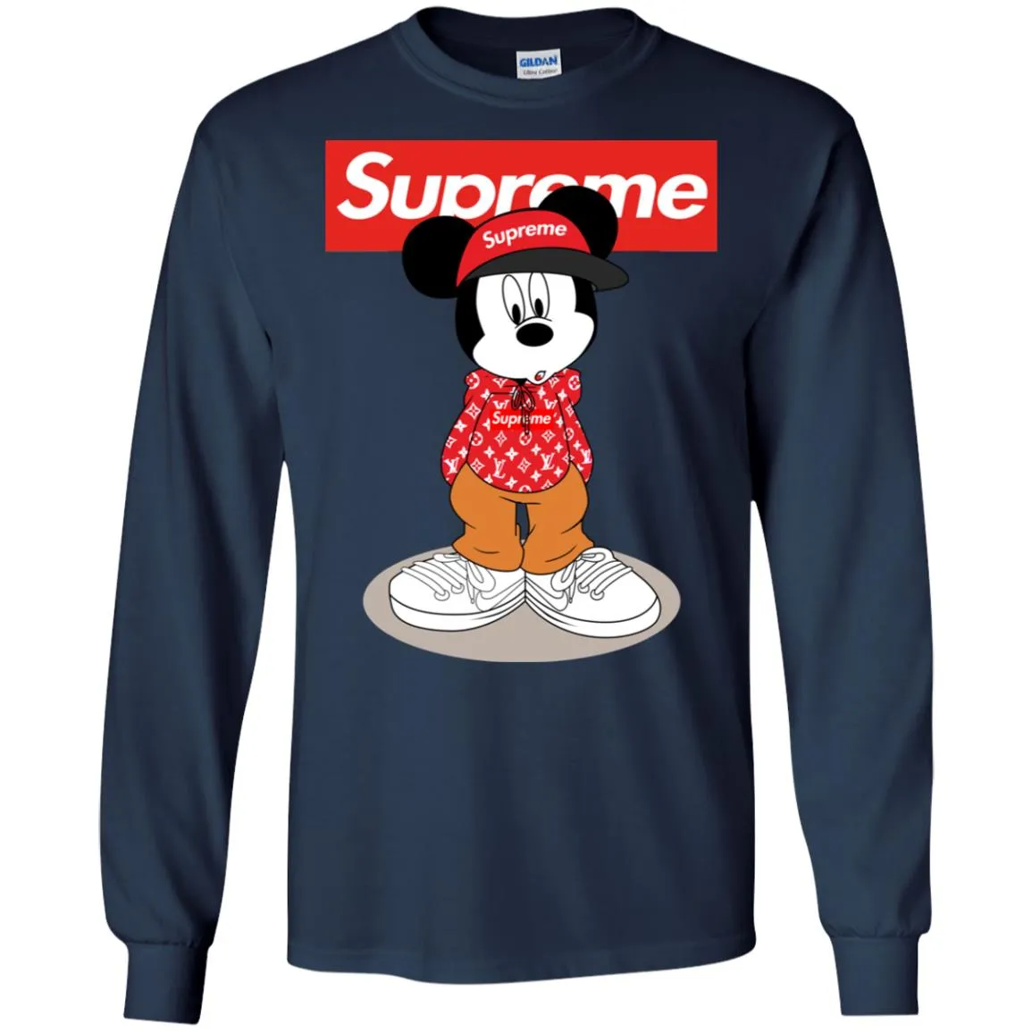 Supreme Mickey Mouse T-shirt Men Long Sleeve Shirt