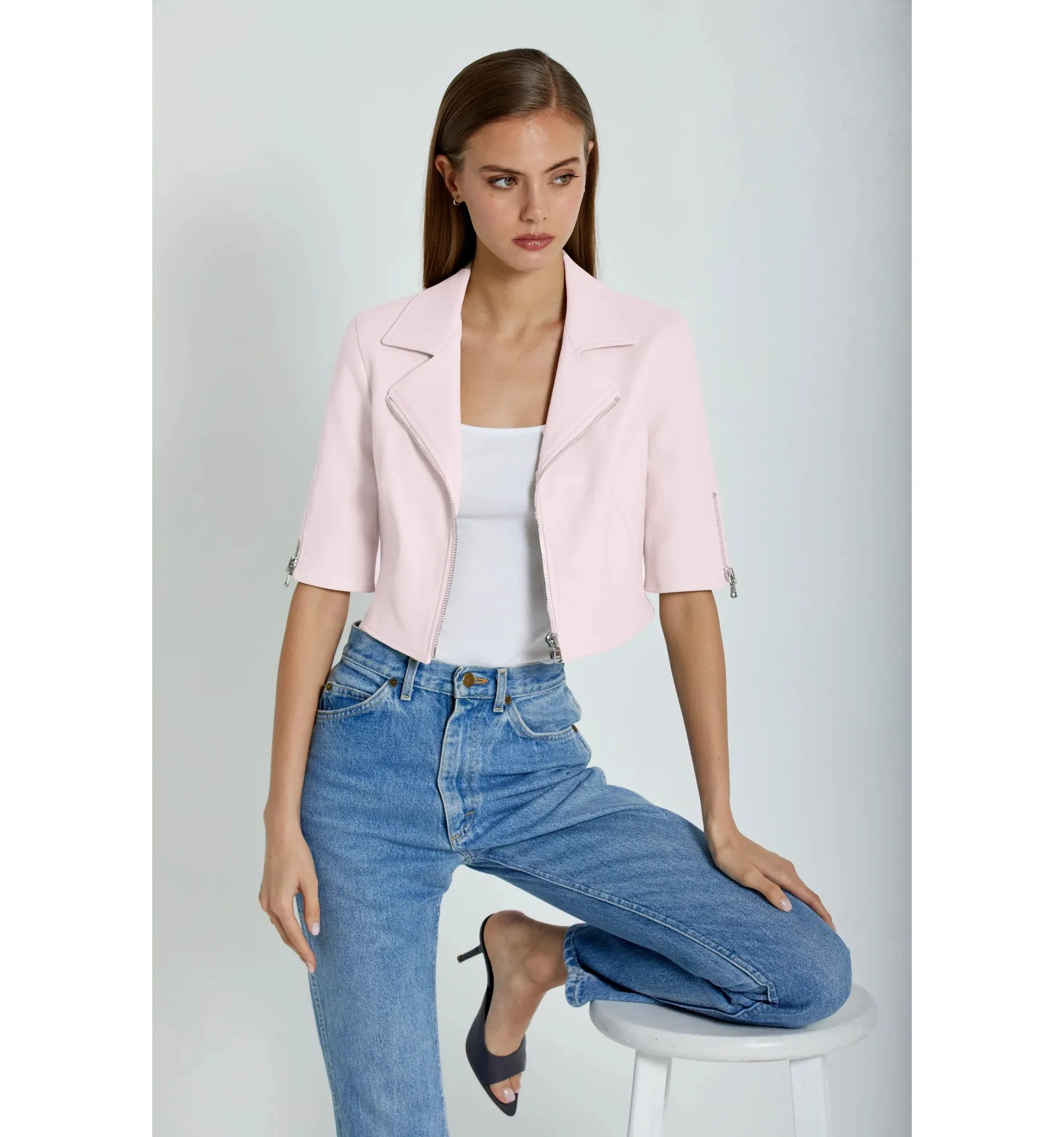 Susan Bender MOTO PALE PINK JACKET