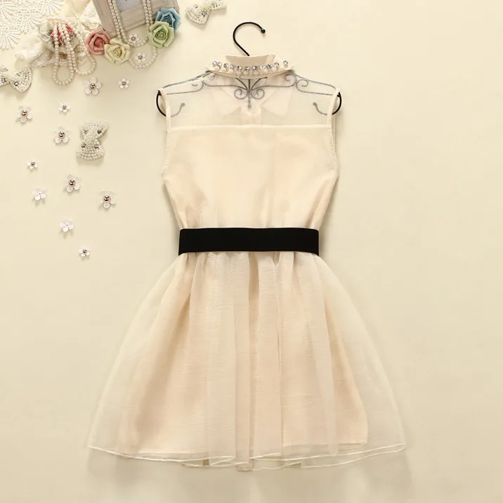 Sweet Bowknot Organza Sleeveless Dress AD0049