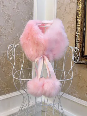 Sweetheart Princess Pink Faux Rabbit Fur Plush Collar Wrap Scarf