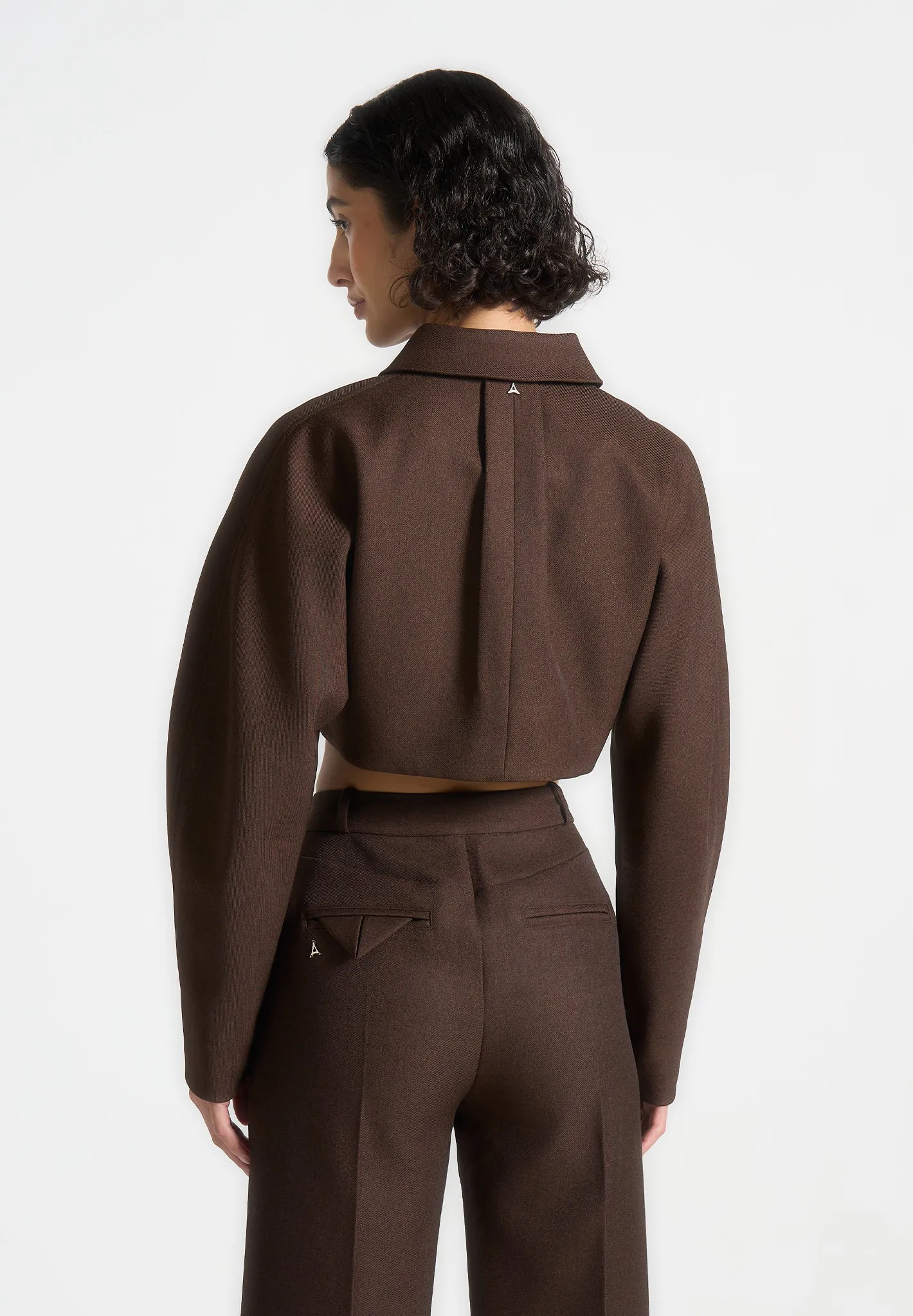 Tailored Super Cropped Jacket - Brown