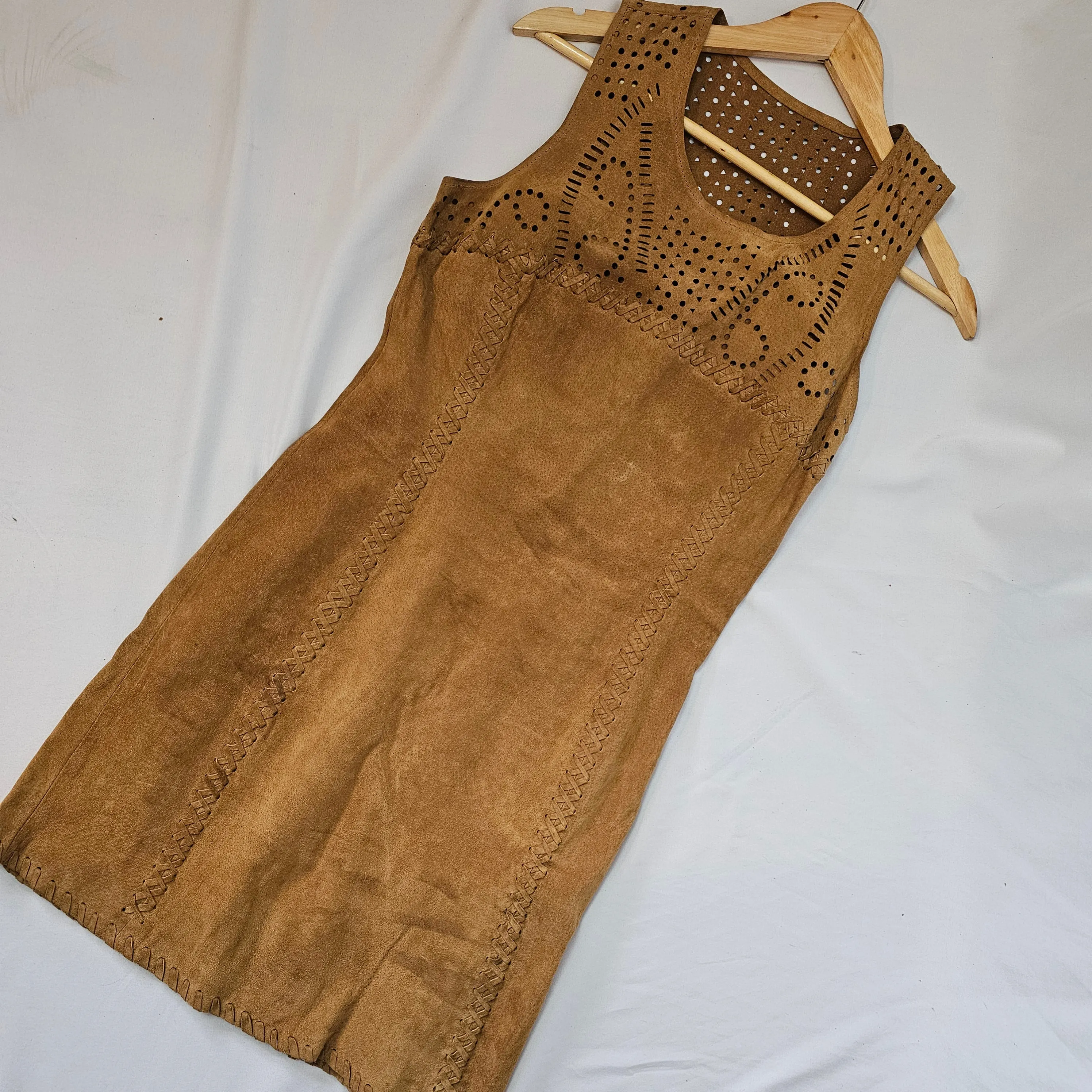 Tan Suede Festival Dress. Size Small