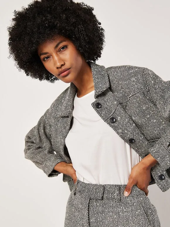 Textured Cropped Jacket