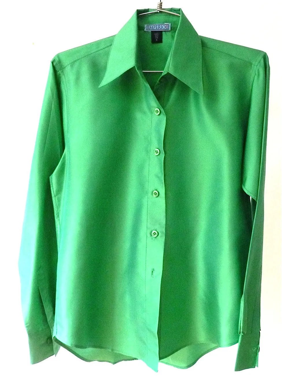 Thai Silk Button Down Shirt Kelly Green