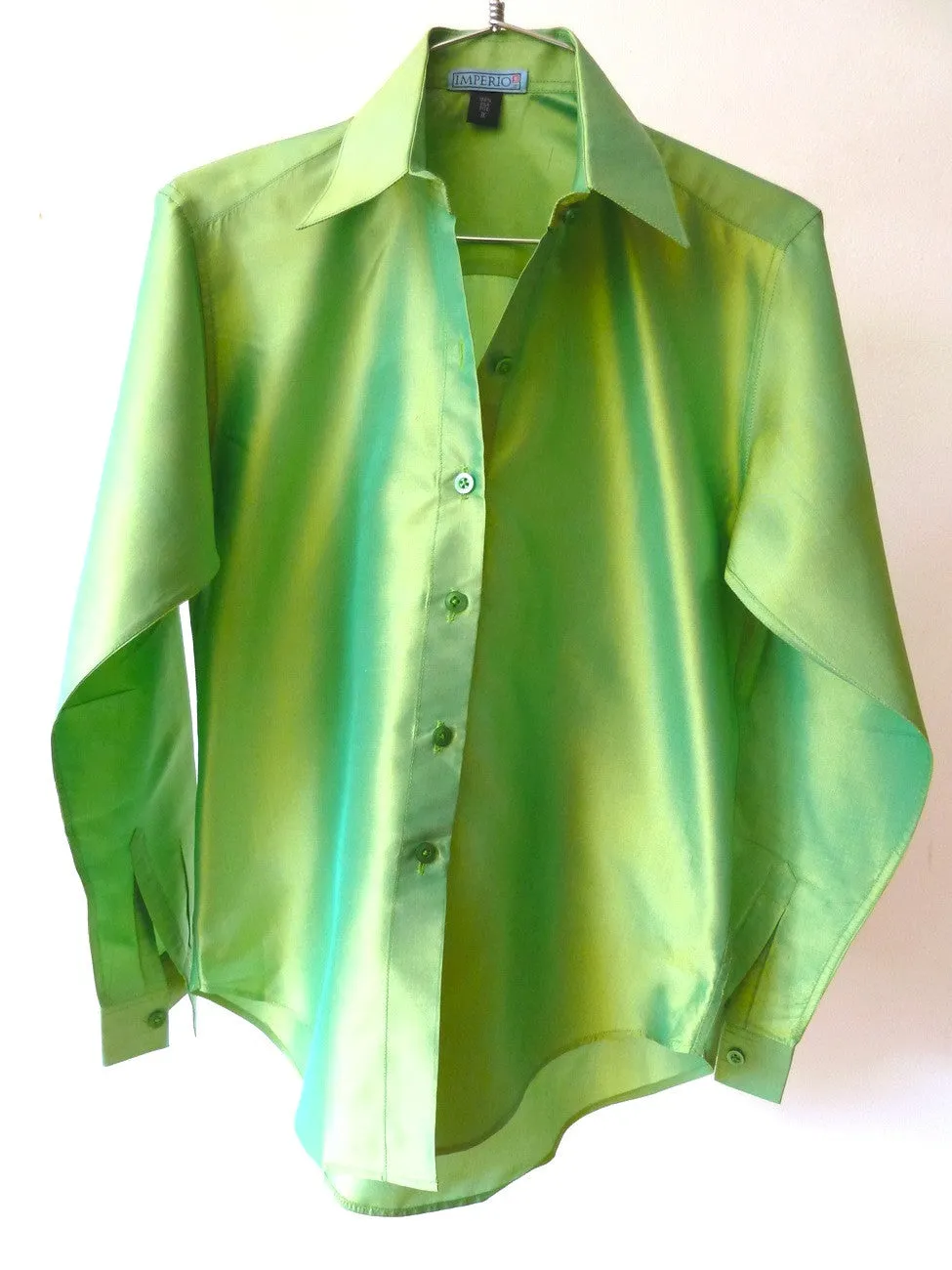 Thai Silk Button Down Shirt Kelly Green