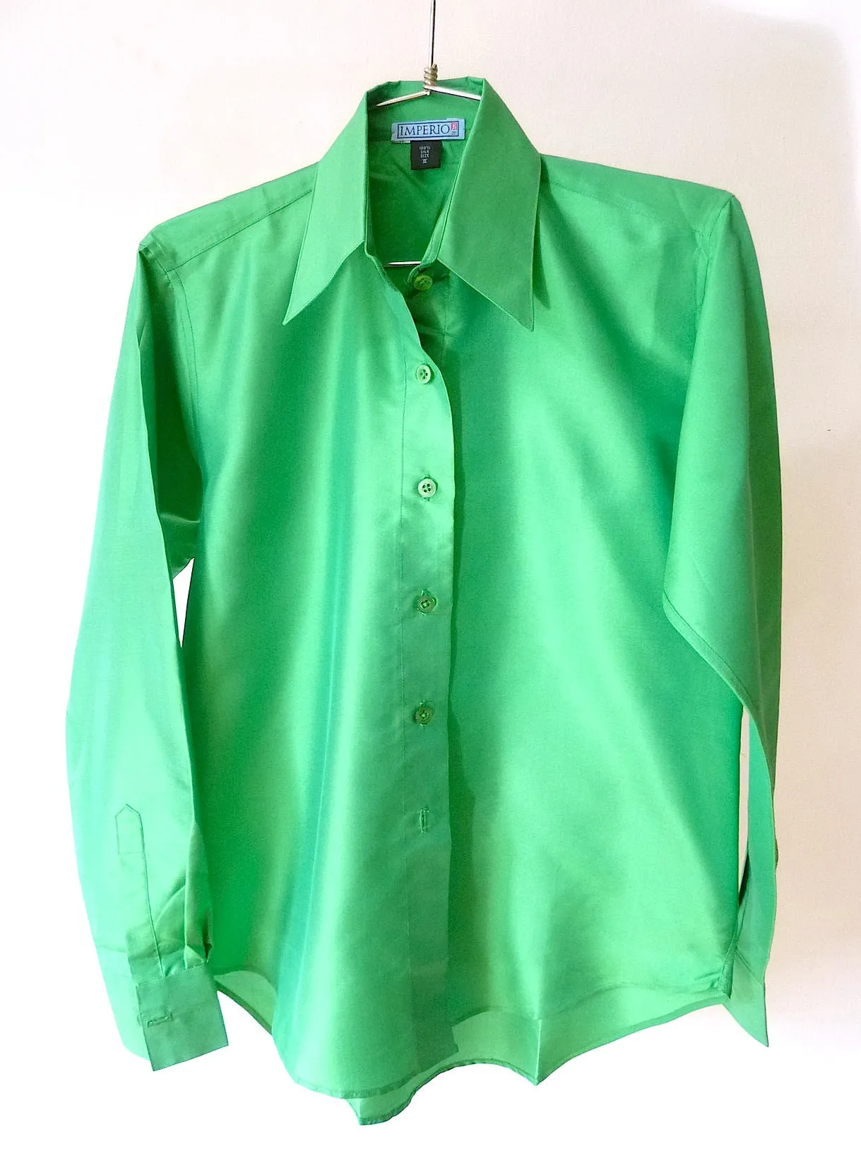 Thai Silk Button Down Shirt Kelly Green