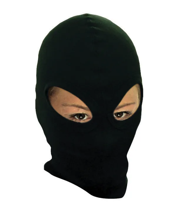 Thermal Cotton Double 2 Eye Black Balaclava Under Helmet Protection - Bike It BAL2EYE