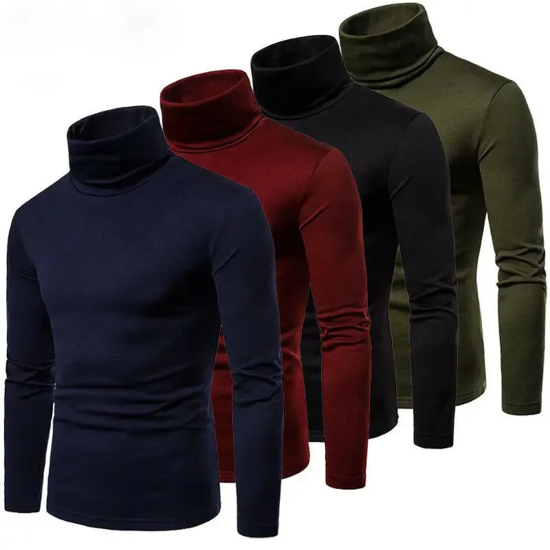 Toleet-Men Thermal Turtle Neck Long Sleeve Skivvy Turtleneck Sweaters Stretch T Shirt Tops Pullover Spring Autumn Tee