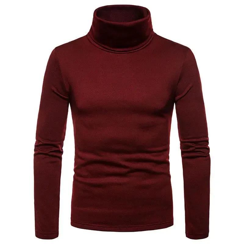 Toleet-Men Thermal Turtle Neck Long Sleeve Skivvy Turtleneck Sweaters Stretch T Shirt Tops Pullover Spring Autumn Tee