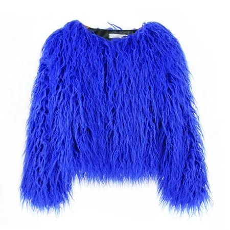 Trendy Colorful Boho Shaggy Fur Coat