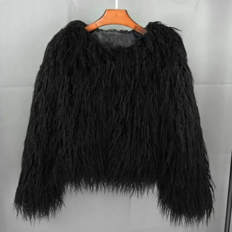 Trendy Colorful Boho Shaggy Fur Coat