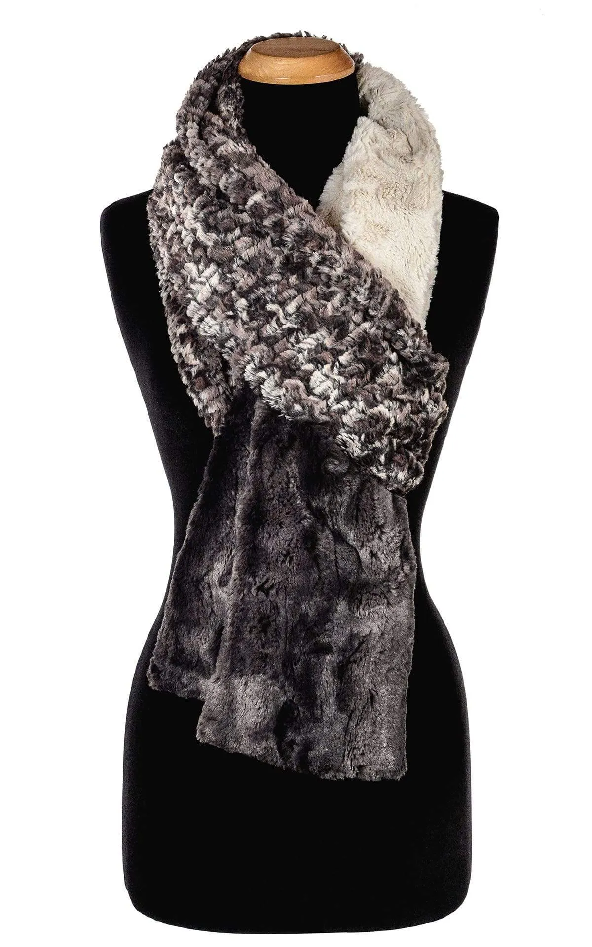 Tri-Color Scarf - Luxury Faux Fur in Calico / Cuddly Sand / Espresso Bean (Two Left!)