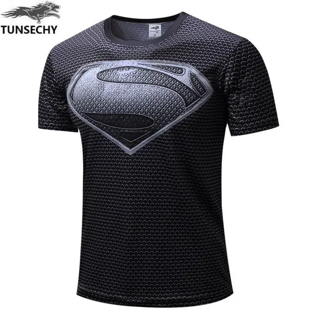 TUNSECHY NEW Marvel Super Heroes Avenger Batman T shirt Men Compression Armour Base Layer Long Sleeve Thermal Under Top Fitness