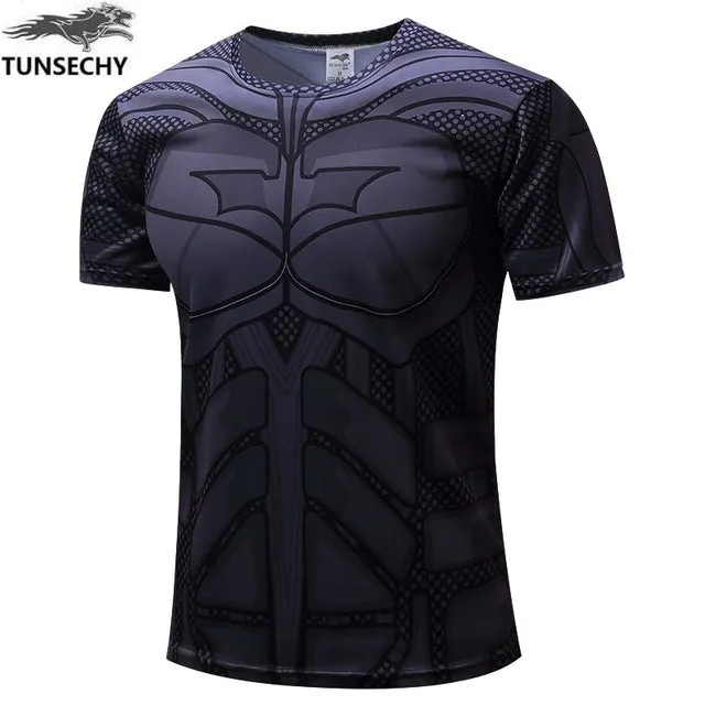 TUNSECHY NEW Marvel Super Heroes Avenger Batman T shirt Men Compression Armour Base Layer Long Sleeve Thermal Under Top Fitness