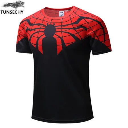 TUNSECHY NEW Marvel Super Heroes Avenger Batman T shirt Men Compression Armour Base Layer Long Sleeve Thermal Under Top Fitness