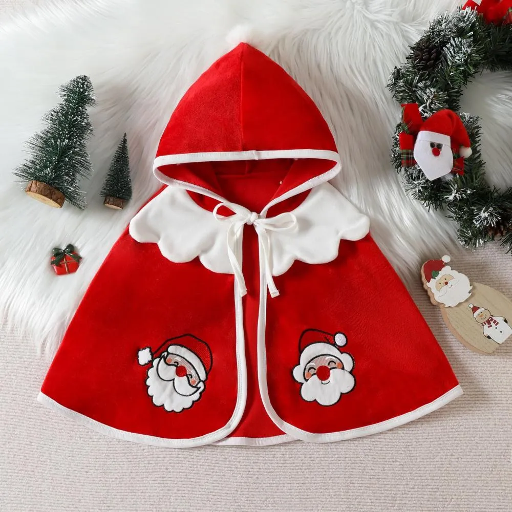 Unisex Kids Christmas Santa Hooded Cape Wholesale Baby Children Clothes