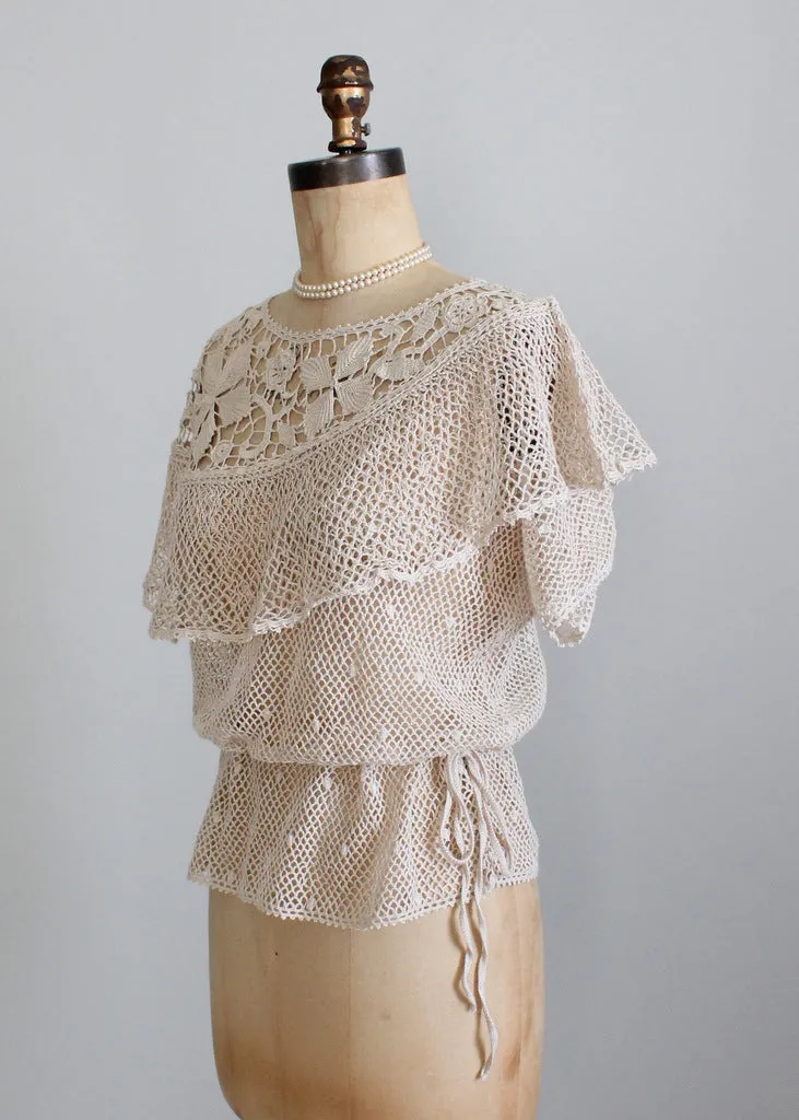 Vintage 1970s Crochet Boho Top