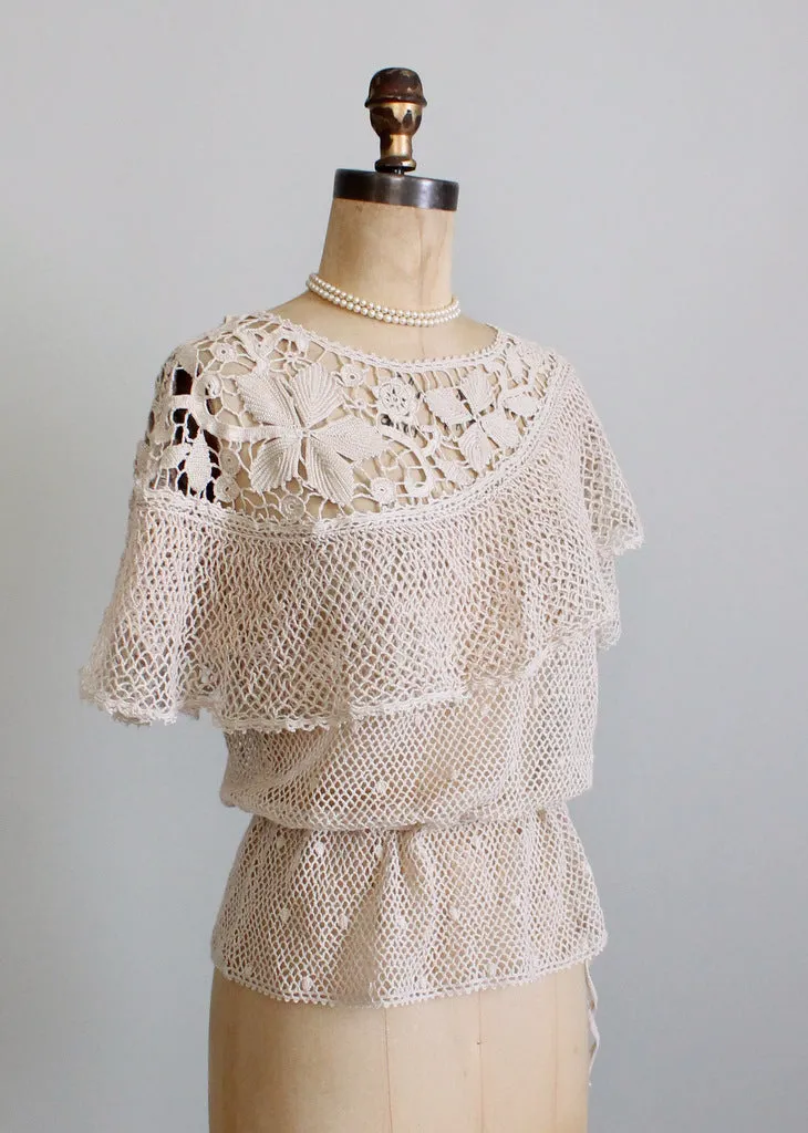 Vintage 1970s Crochet Boho Top