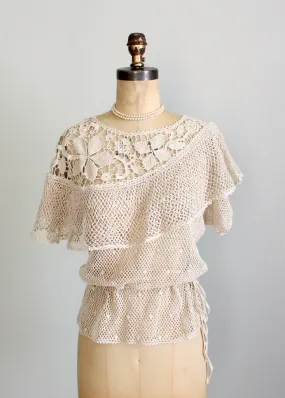 Vintage 1970s Crochet Boho Top