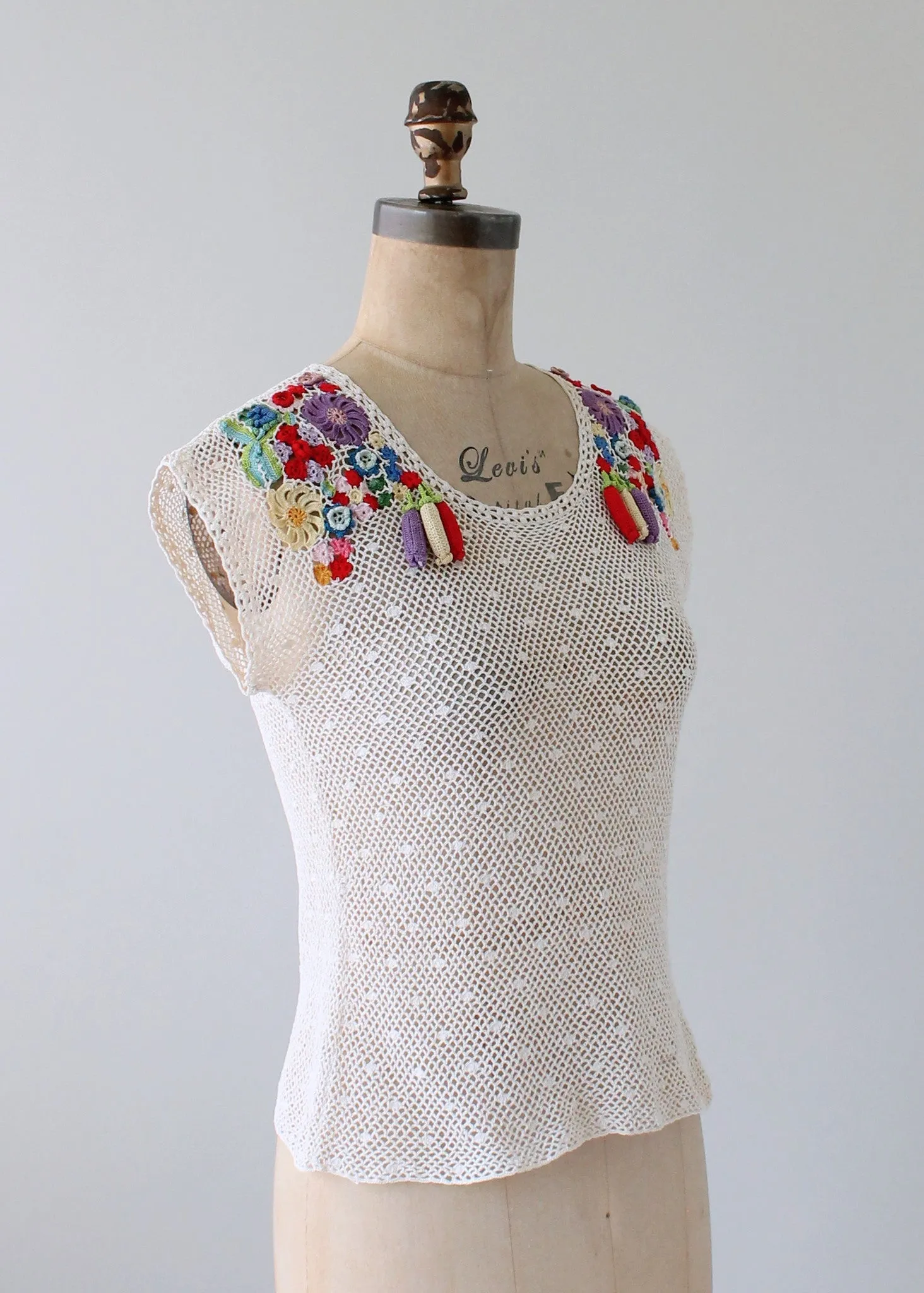 Vintage 1970s Floral Applique Knit Top