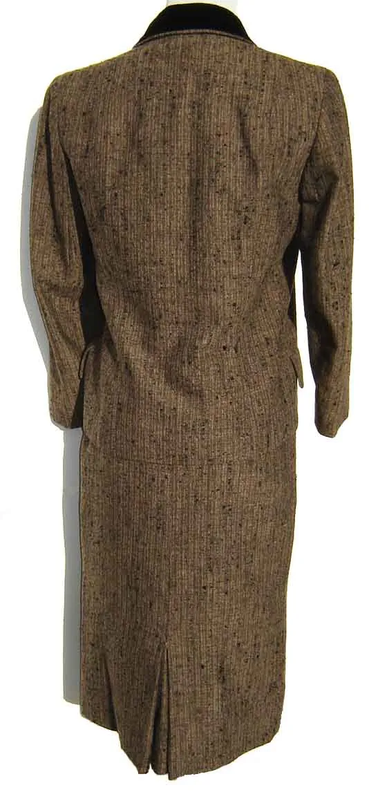 Vintage 60s Suit Vera Maxwell Brown Wool Tweed Jacket & Skirt M