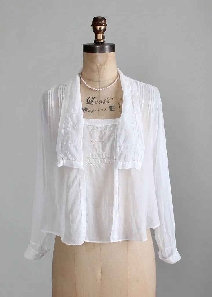 Vintage Edwardian White Gossamer Cotton Blouse