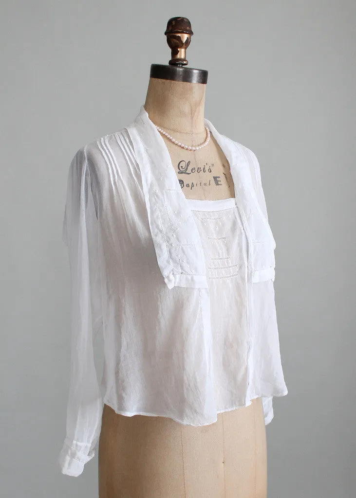 Vintage Edwardian White Gossamer Cotton Blouse