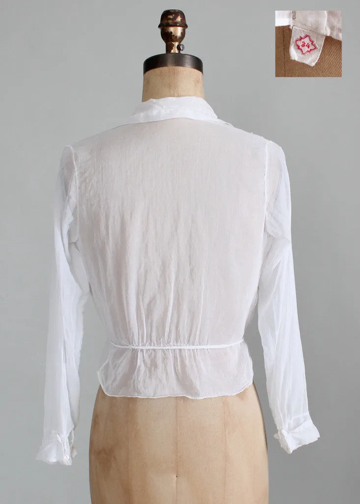 Vintage Edwardian White Gossamer Cotton Blouse