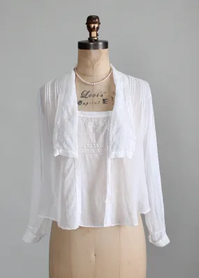 Vintage Edwardian White Gossamer Cotton Blouse