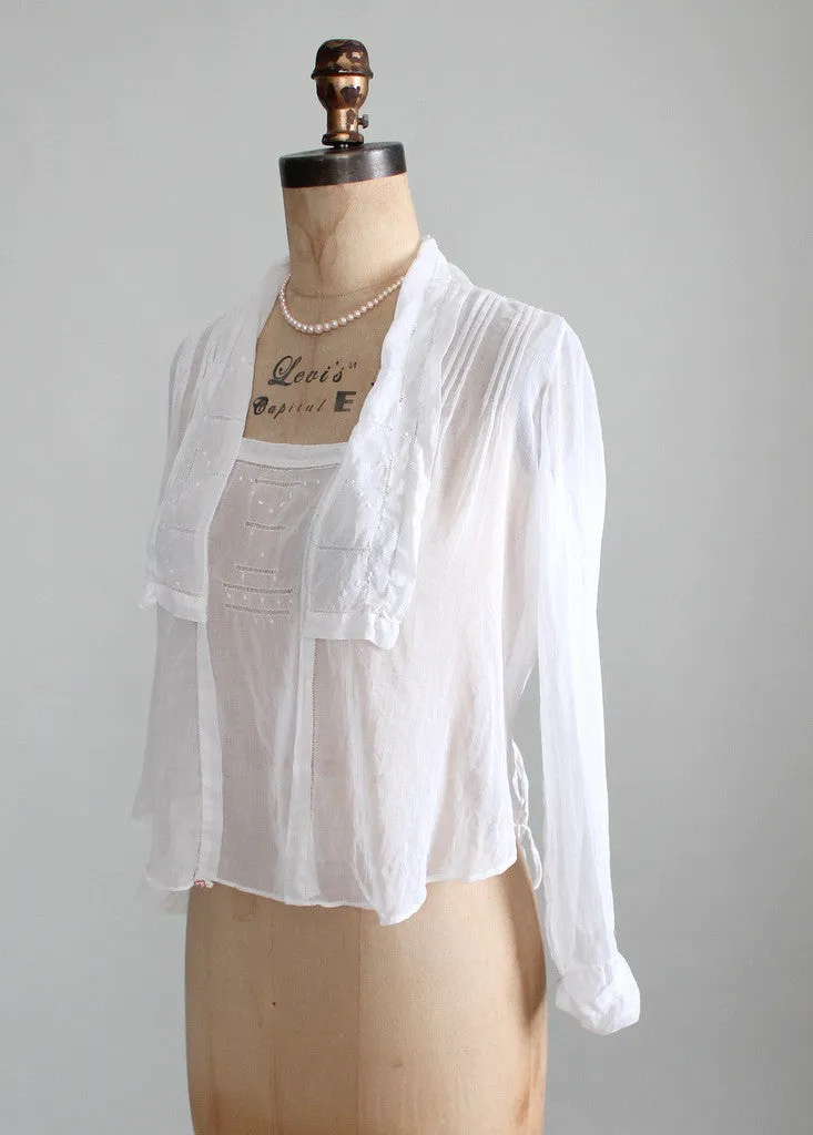 Vintage Edwardian White Gossamer Cotton Blouse