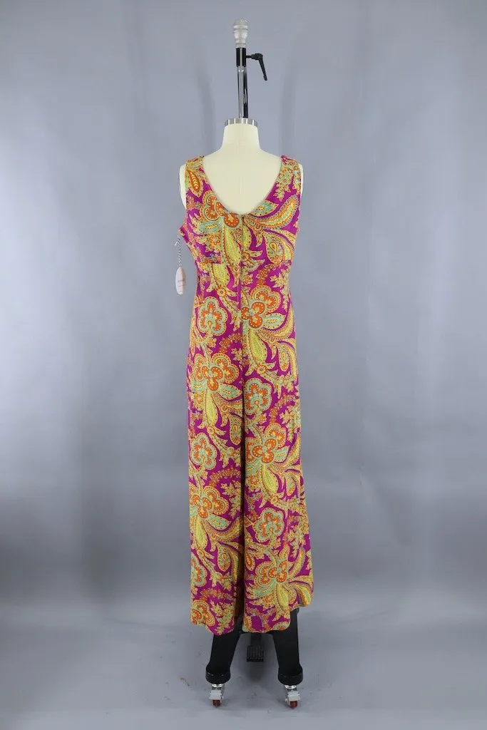 Vintage Mod Paisley Print Jumpsuit