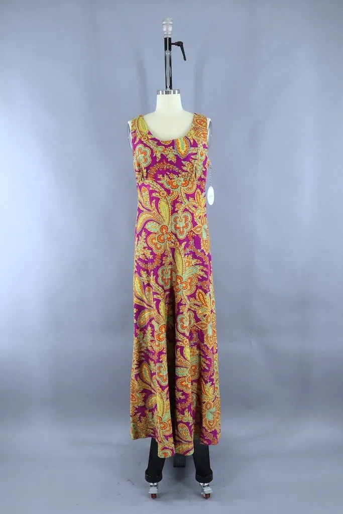 Vintage Mod Paisley Print Jumpsuit