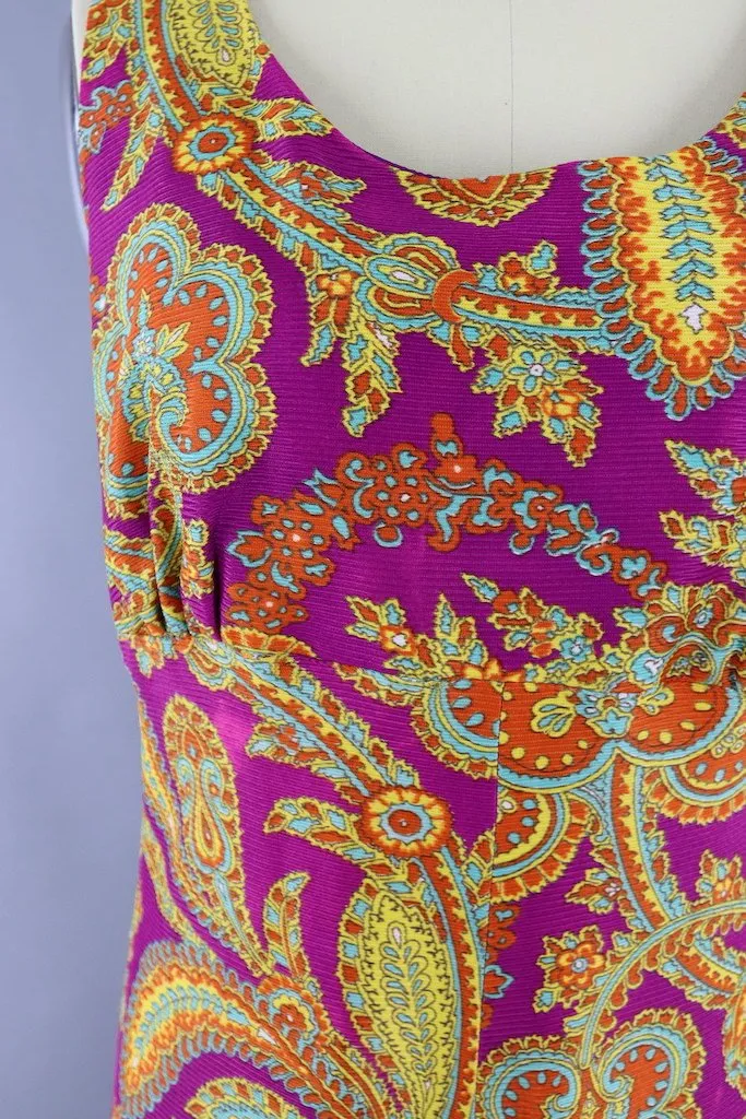 Vintage Mod Paisley Print Jumpsuit