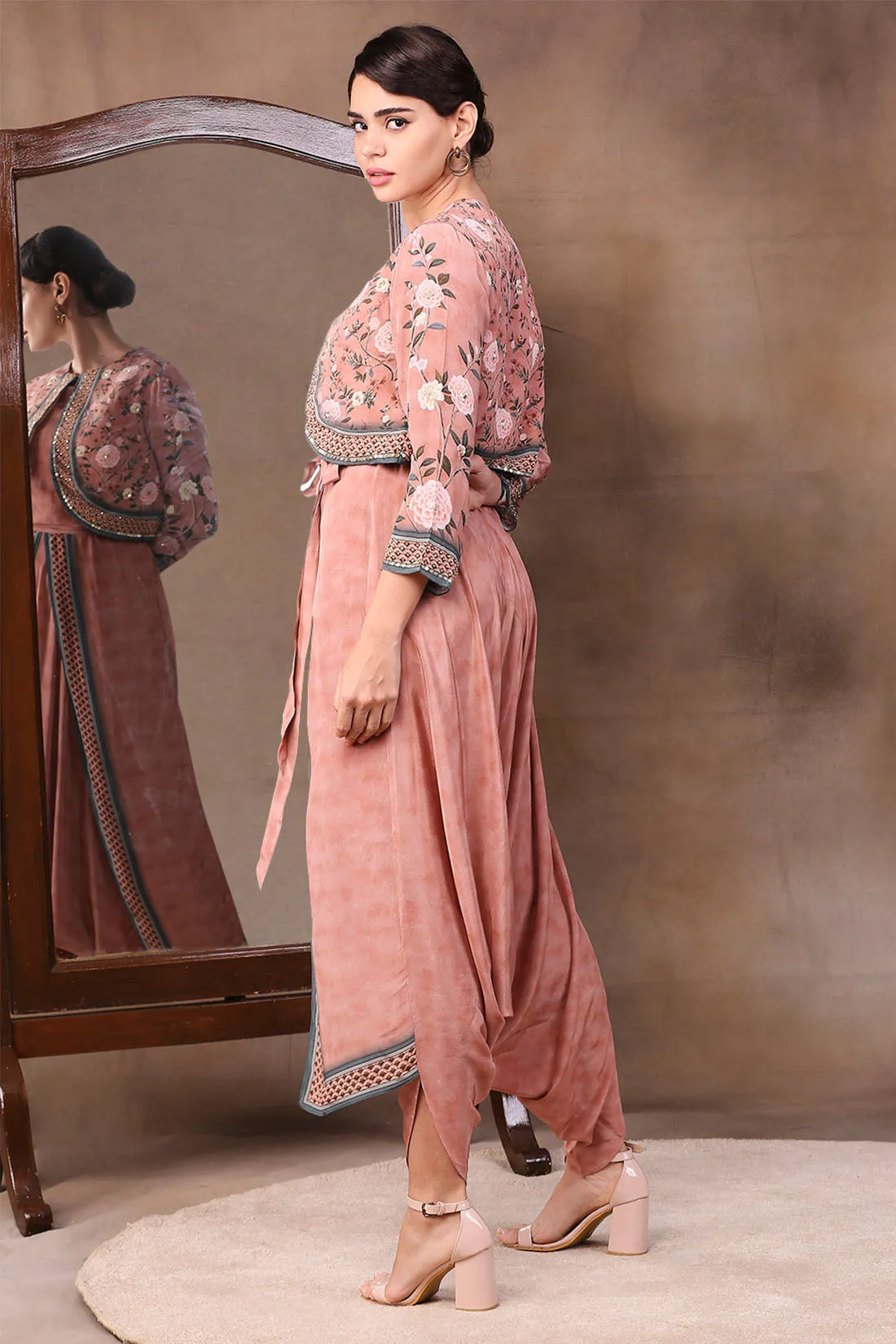 Vintage Trails Printed Dhoti Style Jumpsuit With Jacket