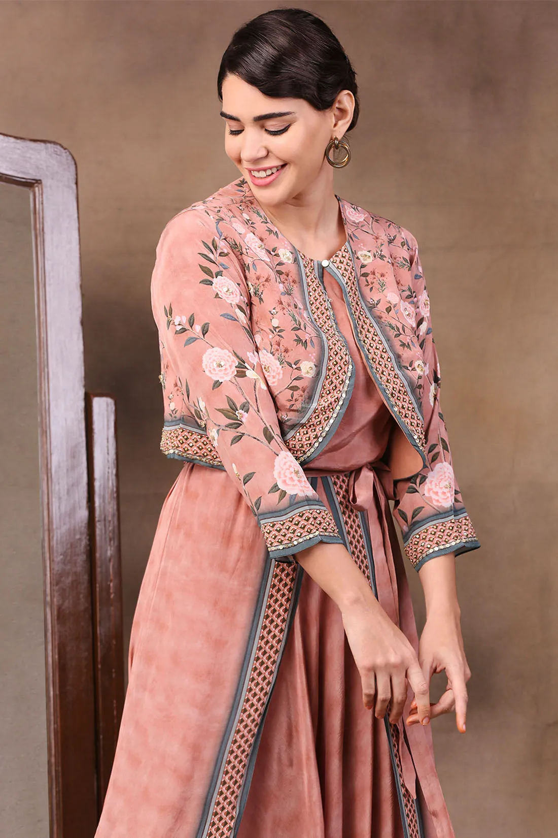 Vintage Trails Printed Dhoti Style Jumpsuit With Jacket