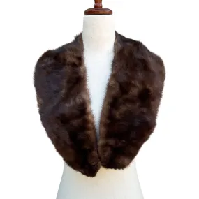 Vintage Womens Handmade Brown Mink Fur Stole Collar Scarf Wrap Shawl Accessory